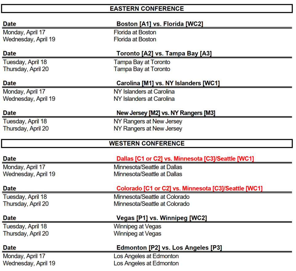 Stanley cup deals games schedule